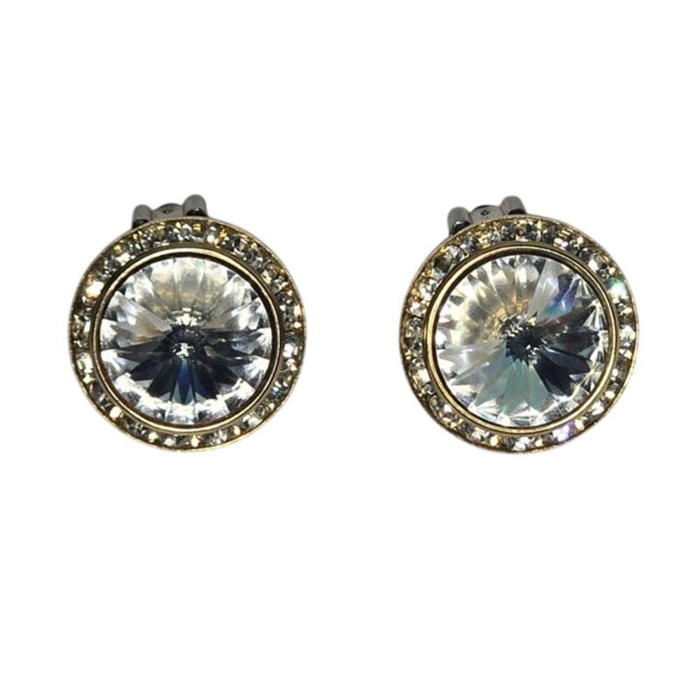 Mister Bijoux Clear Crystal and Rhinestone Clip On Earrings Vintage